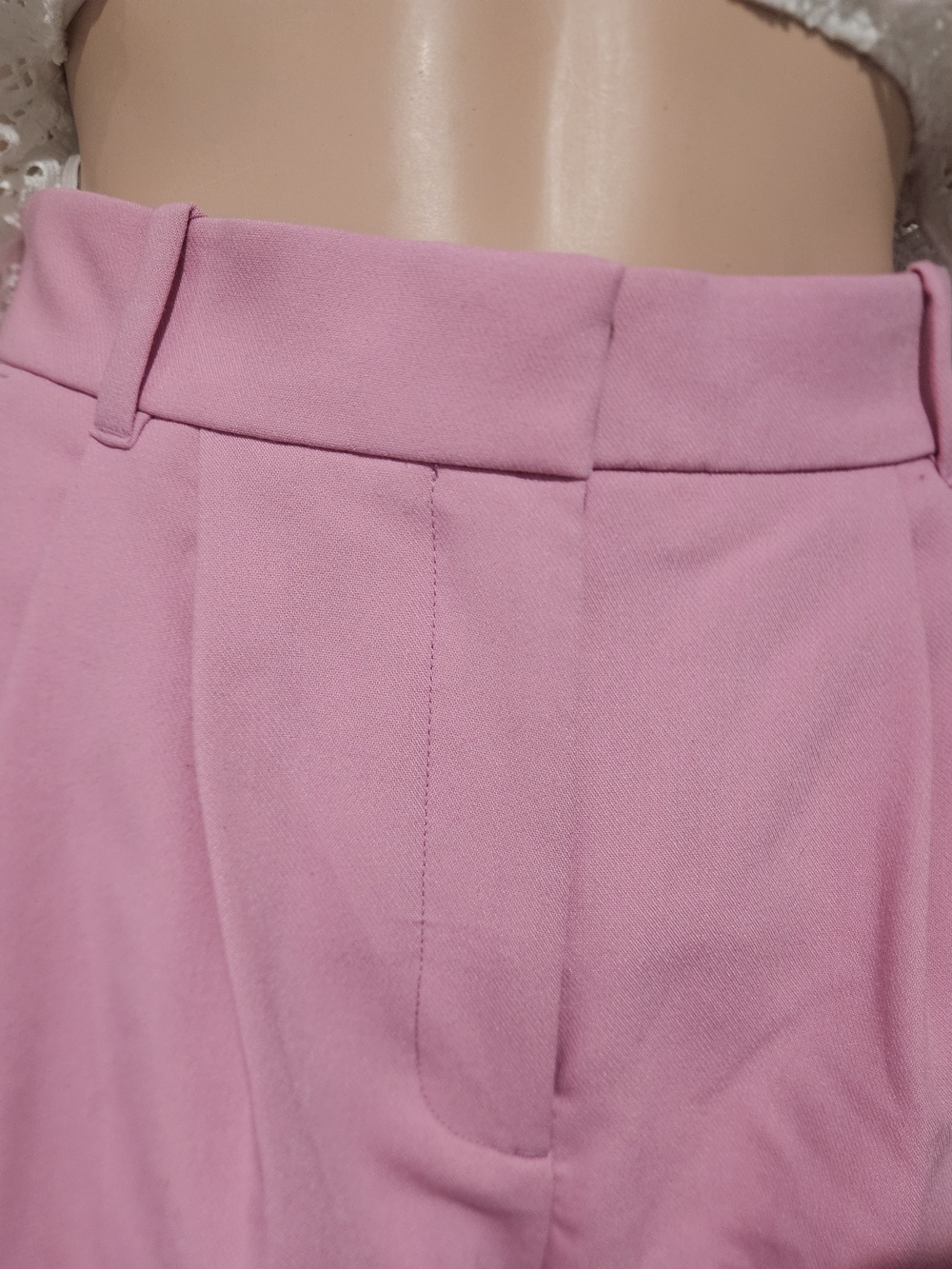 Abercrombie Sloane Pink Wide Leg Trousers High Rise Tailored Pants 27/4 Short - Picture 10 of 16